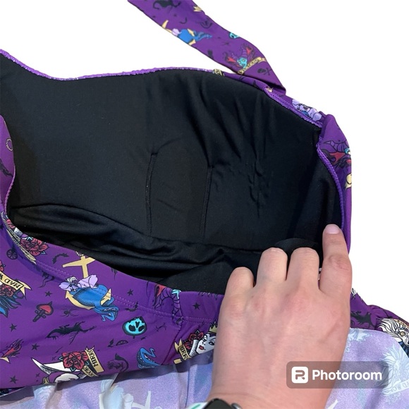 Disney Villains Plus Size Purple Tattoo Print Ruffle Swimsuit 1 Swimwear villain - Picture 9 of 12